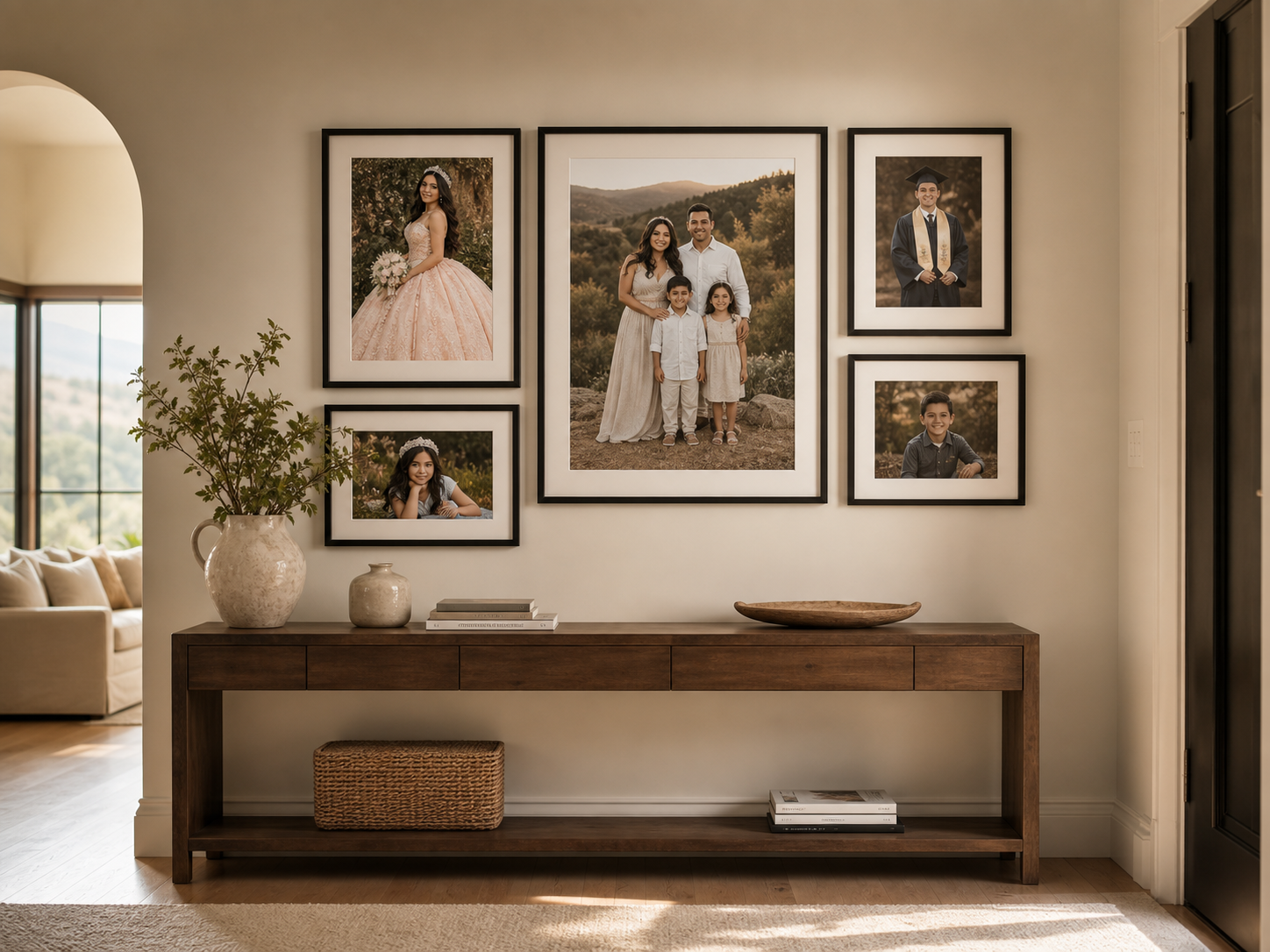 Framed portrait artwork displayed in a warm home